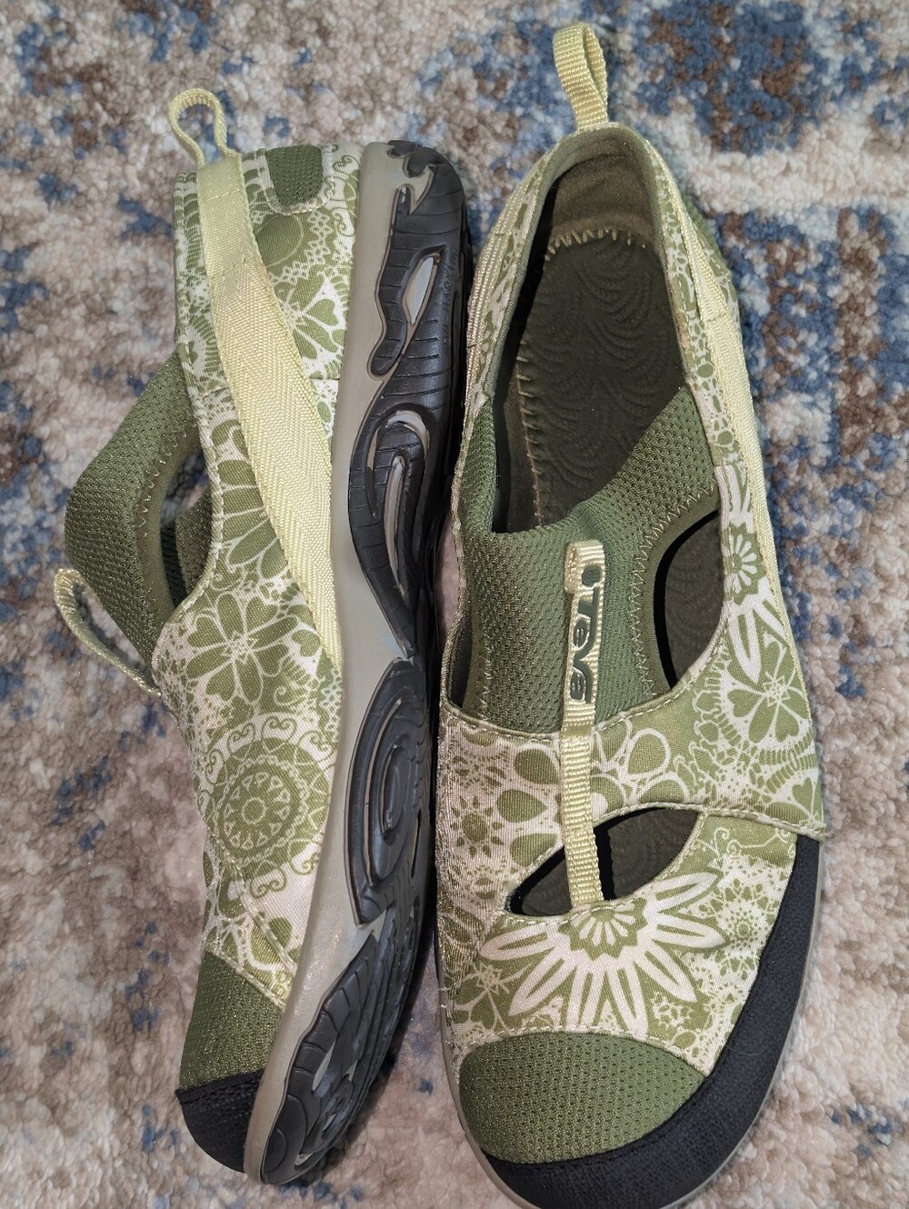TEVA Ochoa Green Floral Slip On Shoe Stretch Water Active - Picture 3 of 8